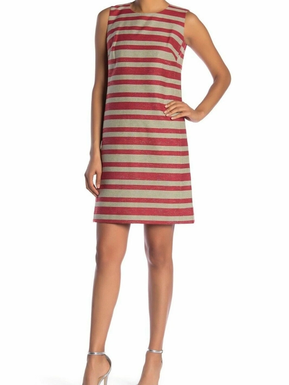 LAFAYETTE 148 NEW YORK TWIGGY WOVEN STRIPE SALSA MUTI SHIFT DRESS